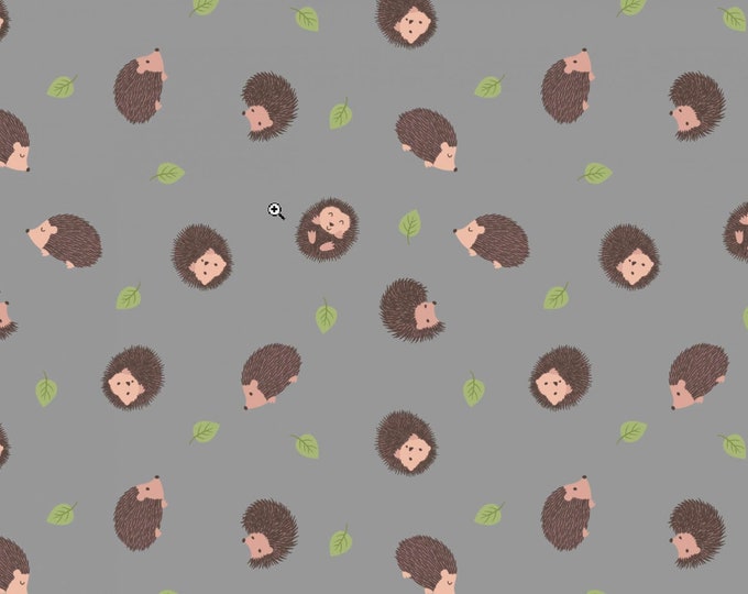 Lewis and Irene small things country creatures hedgehog GREY Premium Quality 100% Cotton Fabric (M450)