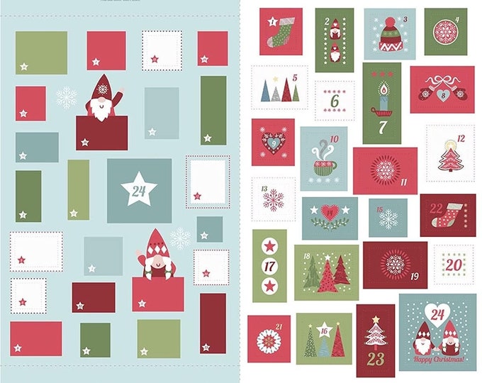 Lewis & Irene Christmas Hygge Advent ICY Blue 34" Panel Premium Quality 100% Cotton Fabric by the panel (M494)