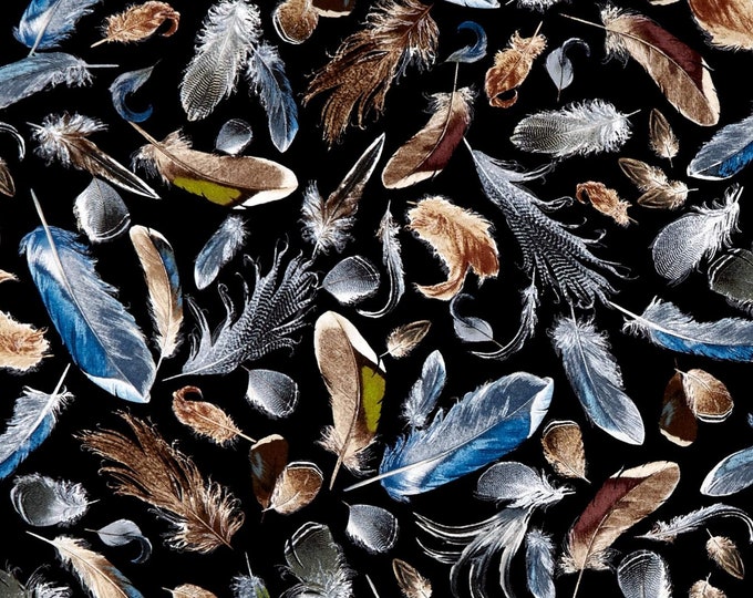 Timeless Treasures Deep In The Woods Falling Feathers Premium Quality 100% Cotton Fabric (TT740)