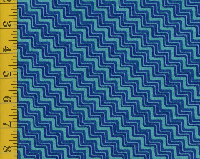 Fabri-Quilt Paintbrush Studio Graphix 3 Diagonal Chevron 120-2111 Turquoise/Royal Premium Quality 100% Cotton Fabric (FQ304)