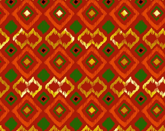 David Textiles Origin Argyle Orange/Multicolor Premium Quality 100% Cotton Fabric by The Yard. (DA32XX)