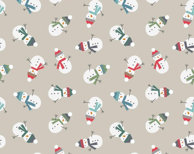 Lewis & Irene - Snow Day Scattered Snowman Premium Quality 100% Cotton Fabric (M507)