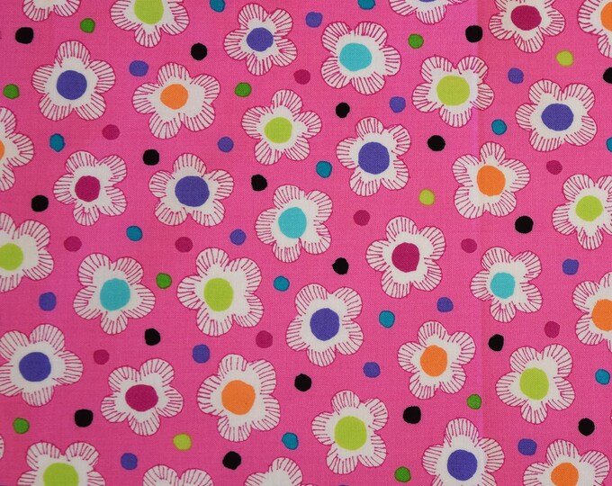 Quilting Treasures Gypsy Dotted Floral Pink Premium Quality 100% Cotton Fabric (QT974)