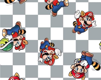 Springs Creative Super Mario Retro Mario Power Premium Quality 100% Cotton Fabric (SC375BB)