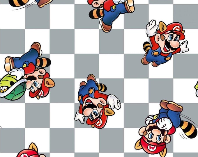 Springs Creative Super Mario Retro Mario Power Premium Quality 100% Cotton Fabric (SC375BB)