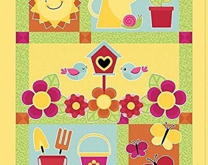 Springs Creative "Anna's Garden" Flowers & Butterflies Panel 100% cotton 43" wide fabric Sold by the Panel (SC1323)
