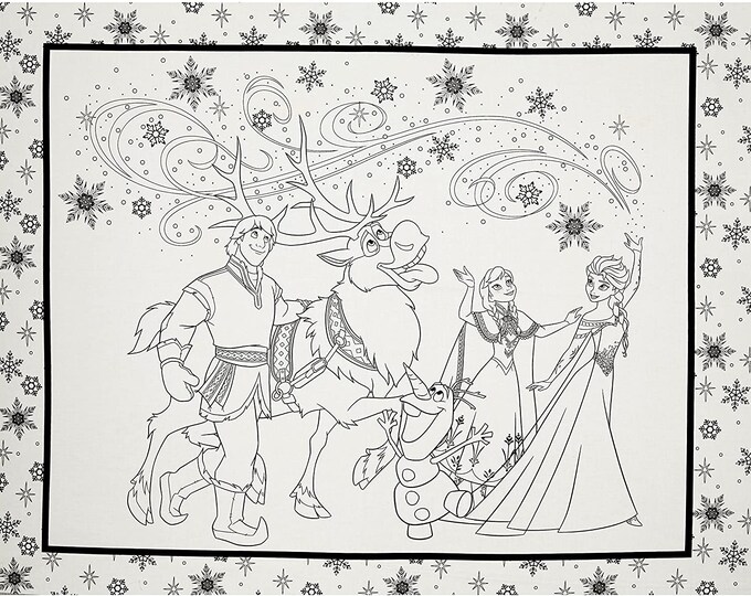Disney Frozen Main Characters 35" Panel Camelot 100% Cotton fabric by the panel (CA467)
