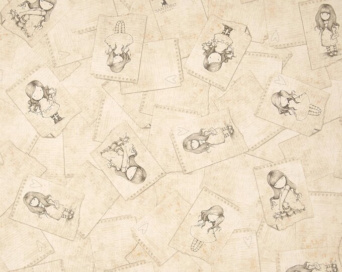 Quilting Treasures Letters From The Heart Notepad Sketches Light Beige Premium Quality 100% Cotton Fabric (QT654)
