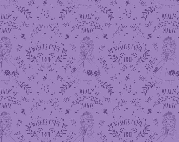Camelot Fabrics Disney Sofia the First Outline Toile in Purple Premium Quality 100% Cotton Fabric (CA751)
