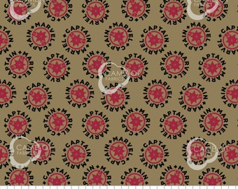 Camelot Fabrics Marvel Fabric Captain Marvel Logo Gold Premium Quality 100% Cotton Fabric (CA1218KK)