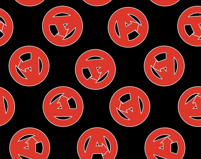 Camelot Fabrics Marvel Fabric Kawaii Avengers Logo in Black Premium Quality 100% Cotton Fabric (CA182KK)
