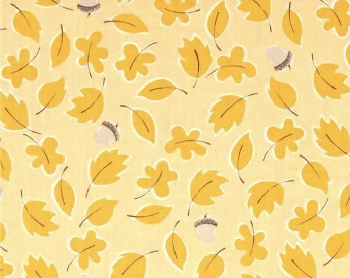 Susybee Autumn Falling Leaves with Acorn Light Orange Premium Quality 100% Cotton Fabric (SB106)