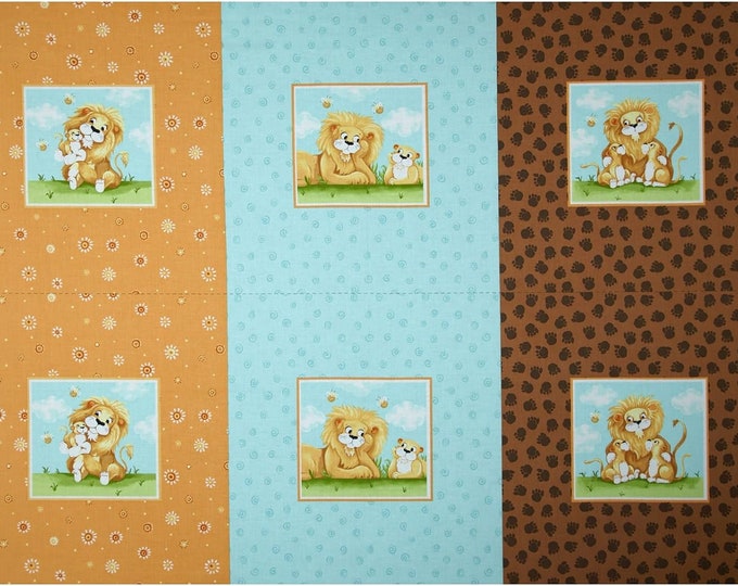 Susybee Cat Lyon The Lion Pillow Premium Quality 100% Cotton Fabric sold by the panel (SB35)