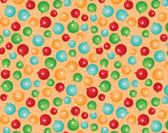 Springs Creative Christmas Cheer Gold Ornament Premium Quality 100% Cotton Fabric (SC764)