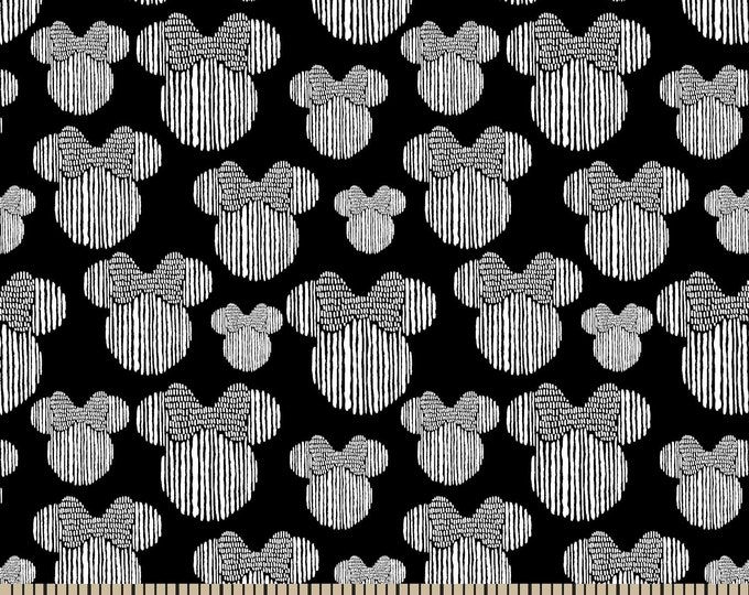 Springs Creative Disney Minnie Minnie Heads Fabric, Black Premium Quality 100% Cotton Fabric (SC643AA)