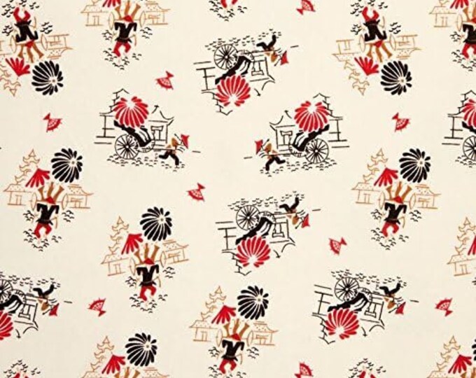 Springs Creative Mary Fons China Man Cream Premium Quality 100% Cotton Fabric (SC340)