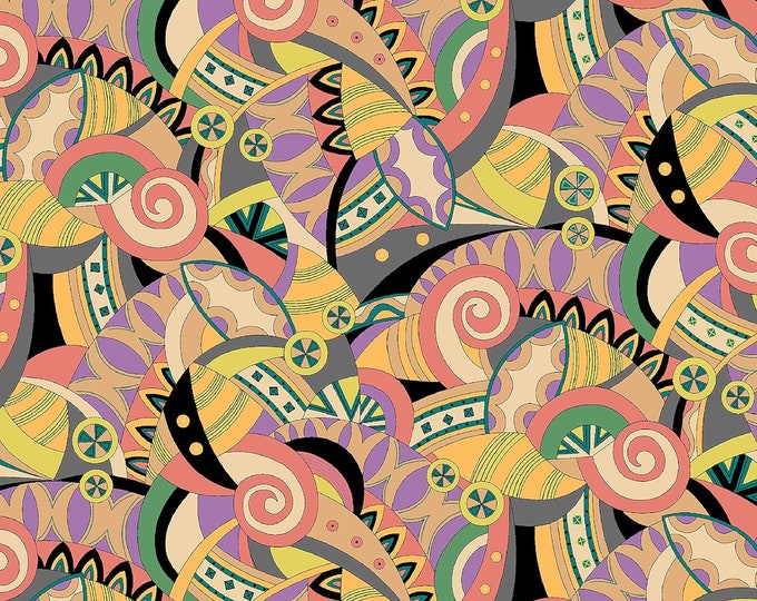 Quilting Treasures Echo Packed Geometric Coral Premium Quality 100% Cotton Fabric (QT937)