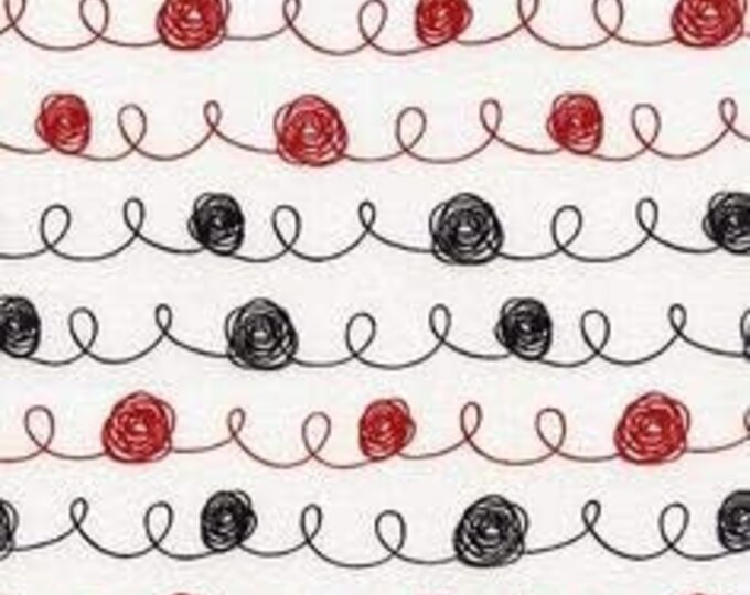 Timeless Treasures Doodles Yarn Ball and Loop Stripe Premium Quality 100% Cotton Fabric (TT597)