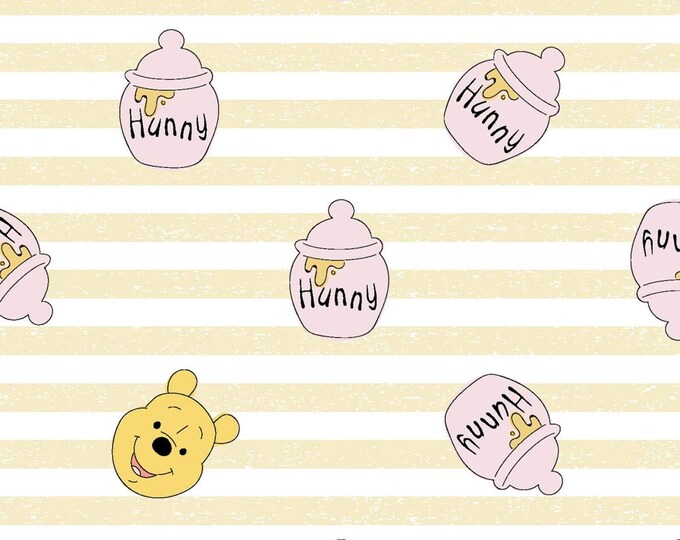 Springs Creative Disney Winnie The Pooh Hunny Tossed Striped Premium Quality 100% Cotton Fabric (SC1524KK)