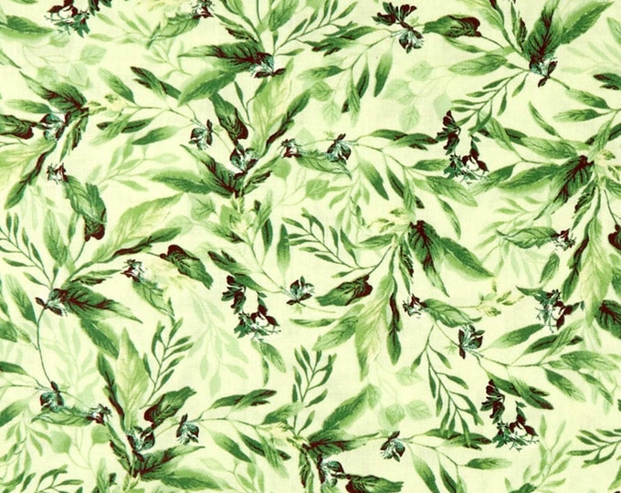 Timeless Treasures Isabelle Allover Leaves Green Premium Quality 100% Cotton Fabric (TT23AA)