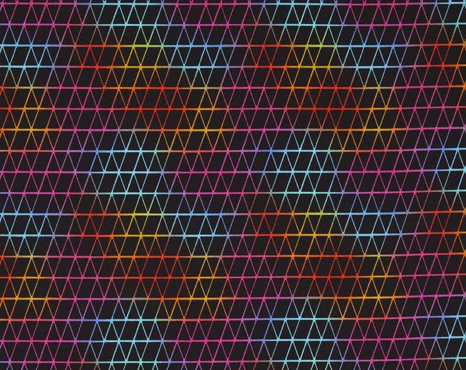 Timeless Treasures Michael Miller Kaleidoscope Shimmering Triangles Black Premium Quality 100% Cotton Fabric (TT462CC)
