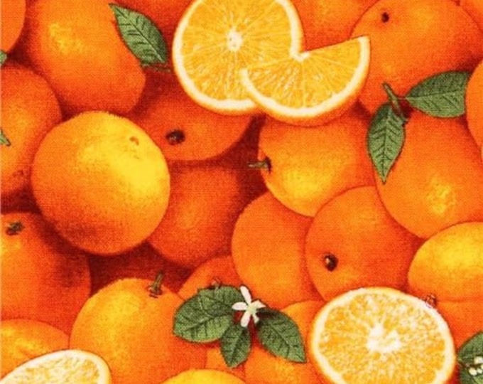 Elizabeth's Studio Orange fruit food fabric Food Festival Premium Quality 100% Cotton Fabric (ES202)