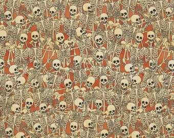 Springs Creative Halloween Bone Dance Orange Premium Quality 100% Cotton Fabric (SC125XX)