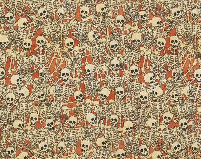 Springs Creative Halloween Bone Dance Orange Premium Quality 100% Cotton Fabric (SC125XX)