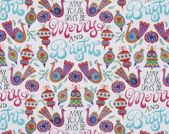 Springs Creative Christmas Merry and Bright White Premium Quality 100% Cotton Fabric (SC132XX)