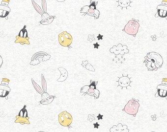 Camelot Fabrics Little Dreamer Characters On Heather White Premium Quality 100% Cotton Fabric (CA70KK)