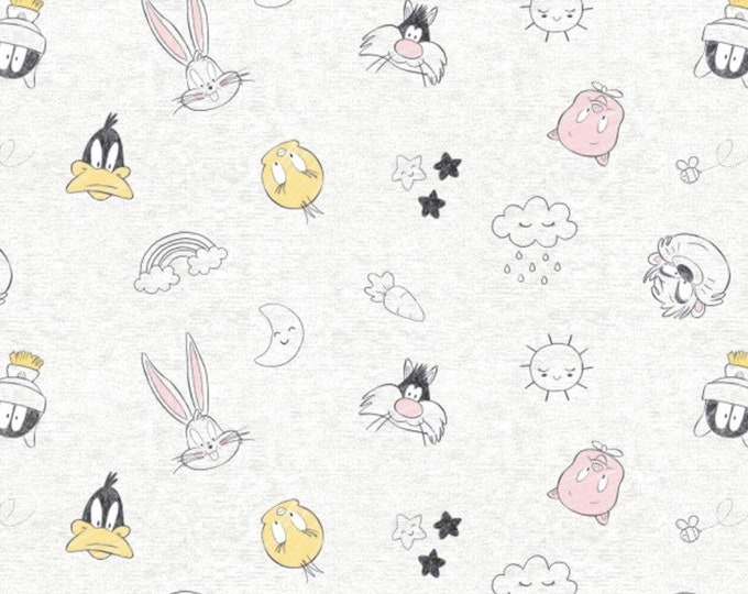 Camelot Fabrics Little Dreamer Characters On Heather White Premium Quality 100% Cotton Fabric (CA70KK)