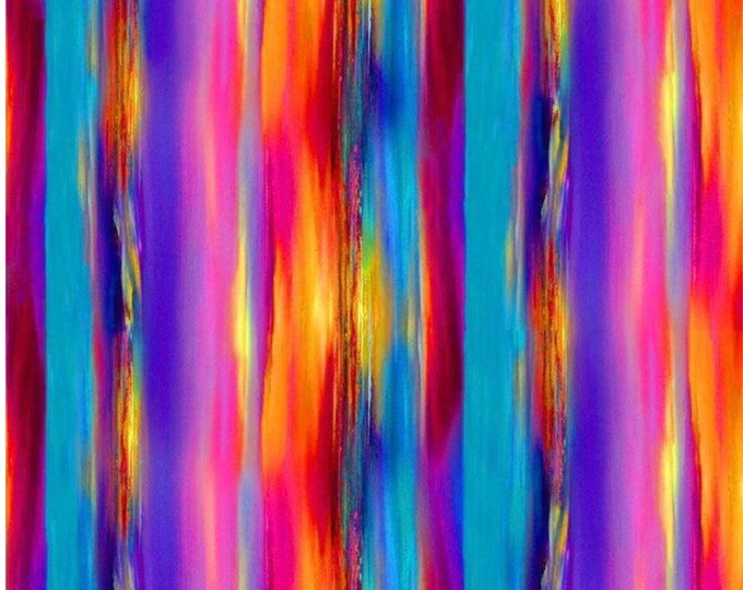 Timeless Treasures Garden Fairy Bright Painted Stripe Premium Quality 100% Cotton Fabric (QT561TT)
