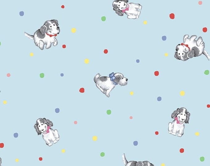 Timeless Treasures Fabrics Let's Play Dog Dolls Blue Premium Quality 100% Cotton Fabric (TT8XX)