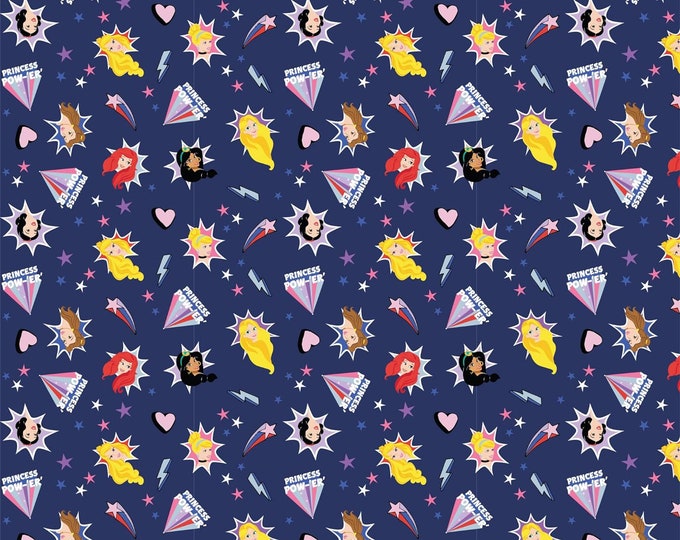 Camelot Fabrics Tossed Princess Burst in Navy Blue Premium Quality 100% Cotton Fabric (CA1161KK)