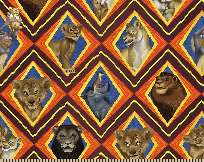 Springs Creative Lion King Character Mosaic Design Premium Quality 100% Cotton Fabric (SC1498)