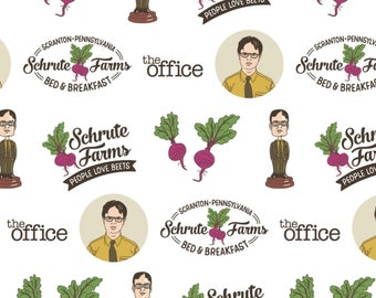 Camelot Fabrics The Office Schrute Business White Premium Quality 100% Cotton Fabric (CA1481KK)