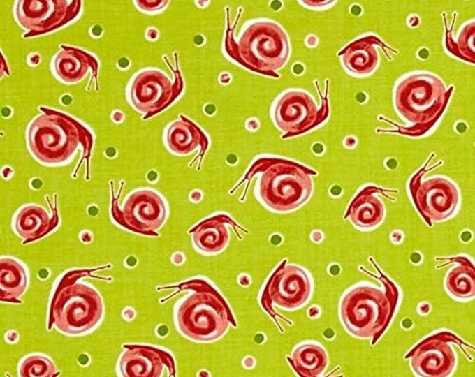 Quilting Treasures Snails Zola Dots Lite Avocado Green Premium Quality 100% Cotton Fabric (QT197AA)