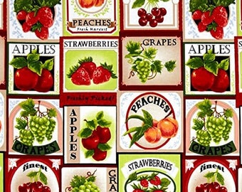 Fabri-Quilt Fresh Harvest Fruit Labels, Multicolor Premium Quality 100% Cotton Fabric (FQ77)