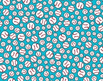Quilting Treasures Peanuts All Star Baseballs Blue Premium Quality 100% Cotton Fabric (QT370)