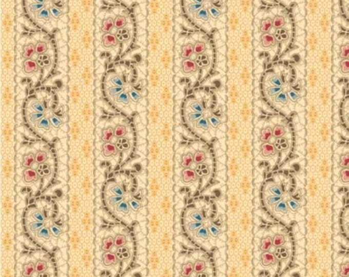 Quilting Treasures Fairfield Decorative Floral Stripes Elegant Gold Premium Quality 100% Cotton Fabric (QT612)