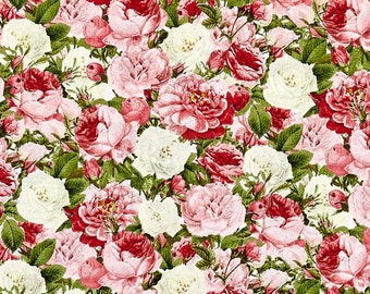 David Textiles Vintage Rose Bouquet Multi Premium Quality 100% Cotton Fabric (DA50)