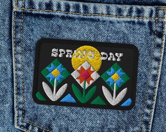 Spring Day Geometric Floral Embroidered Patch