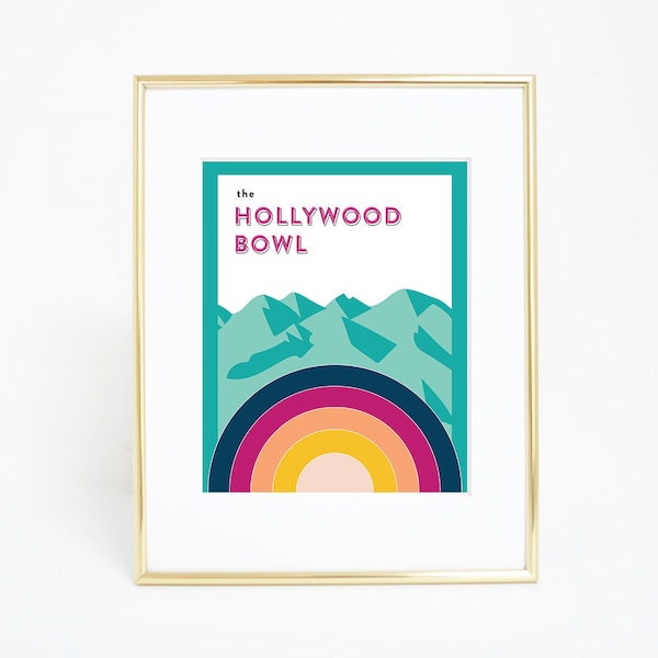 Hollywood Bowl Print, Concert Poster, Los Angeles, Music Venue, Venues in Color, Live Music