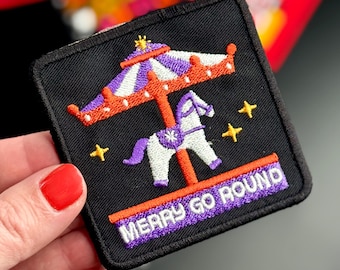 Merry Go Round Embroidered Iron On Patch