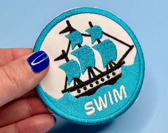 Swim Embroidered Iron On Patch