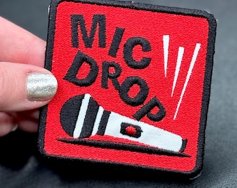 Mic Drop Embroidered Iron On Patch
