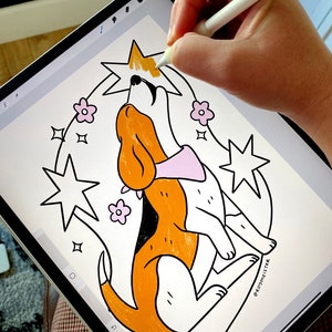 Cute Dogs Coloring Book – 10 Page Relaxing Activity (Digital Download) image 3