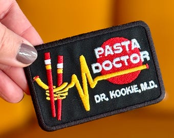 Pasta Doctor Embroidered Iron On Patch Dr. Kookie, M.D.