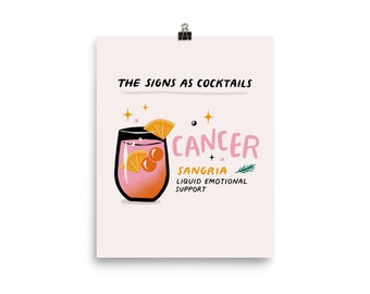 Cancer - The Signs as Cocktails Art Print