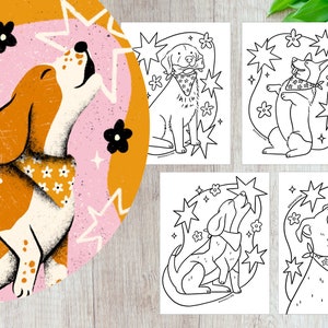 Cute Dogs Coloring Book – 10 Page Relaxing Activity (Digital Download) image 2